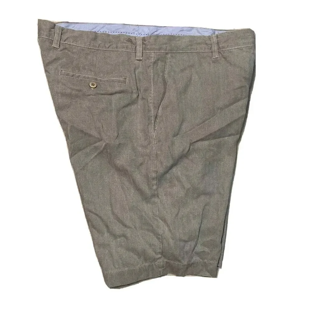 Tommy Bahama Mens Shorts Chino Deck 38 Cotton Blend Flat Front Gray Heather